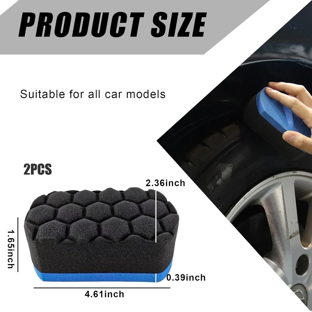 2 PCS , Easy Grip Hex Logic Tire Shine Dressing Applicator Sponge, Universal ...