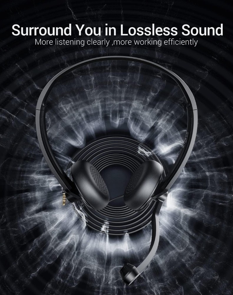 Feabask EH07 USB Headset with Microphone for PC Laptop - Wired Computer...