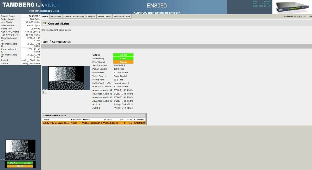 Tandberg en8090 mpeg4 HDSDI encoder H.264/AVC High Definition Encoder Licensed