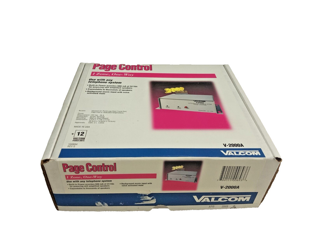 Valcom V-2000A Page Control Unit - 1 Zone 1 Way Enhanced (v2000a)