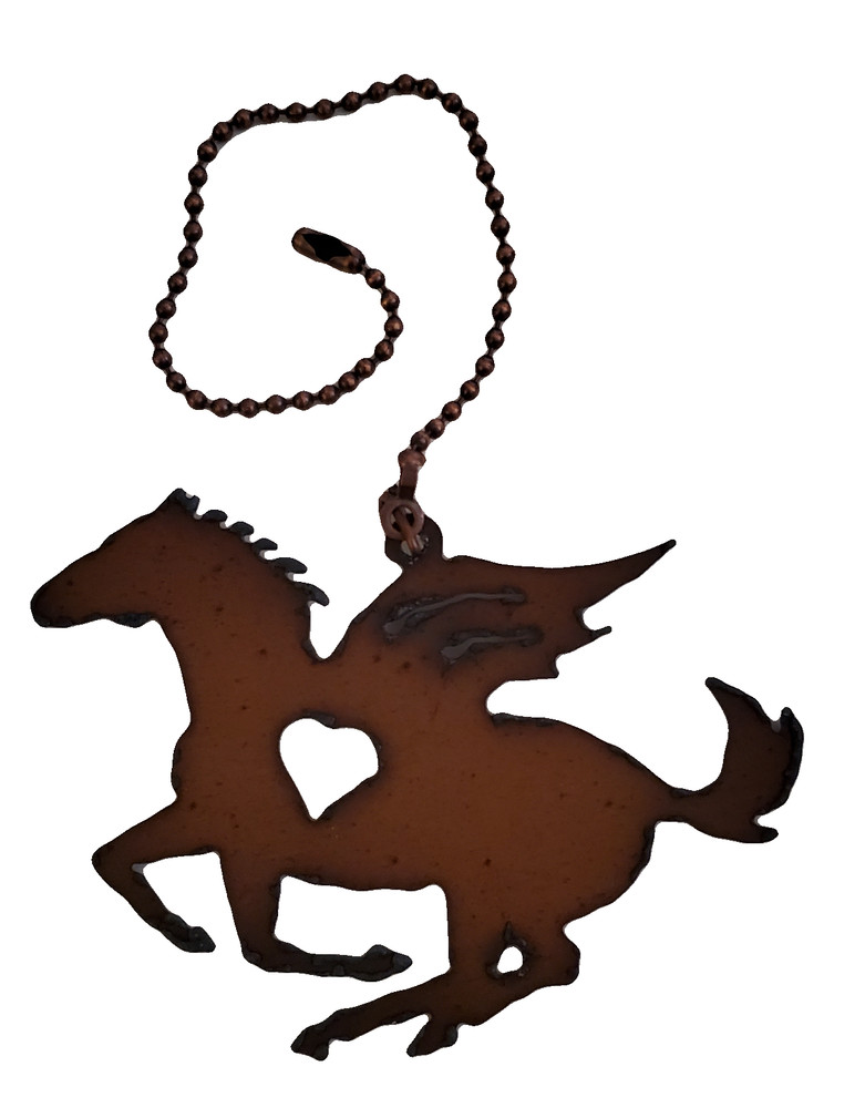 Rustic Metal Horse with Wings Fan Pull