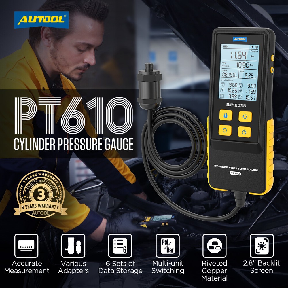 Smart Petrol Engine Cylinder Compression Pressure Tester Gauge Tool Kit 0-426PSI