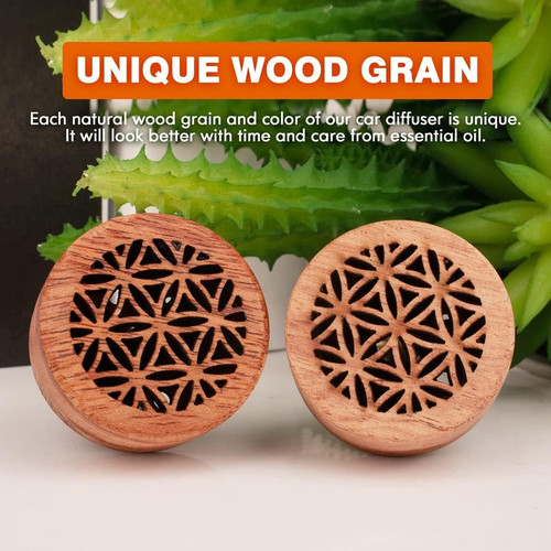 Essential Oil Car Diffuser, 2 PCS Aromatherapy Wood Diffuser with A-type