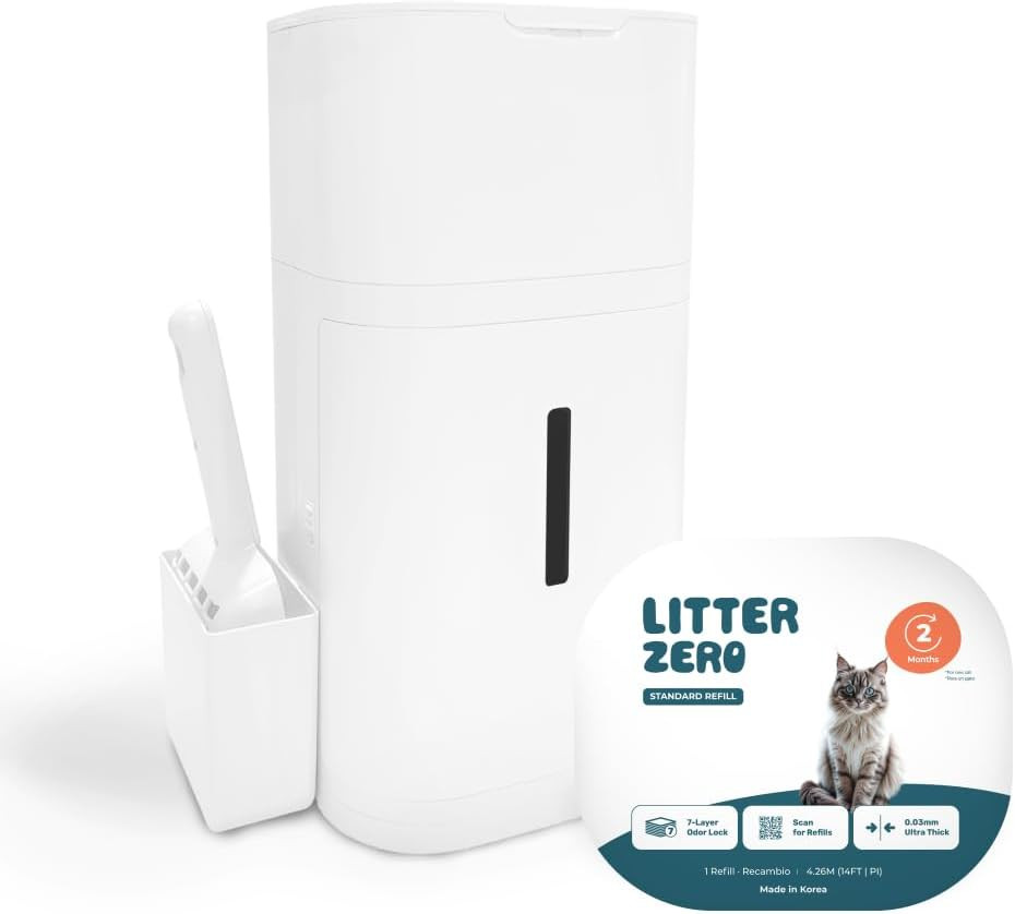 Litter Zero Premium Cat Litter Disposal System, White, Smart Waste Management Bi