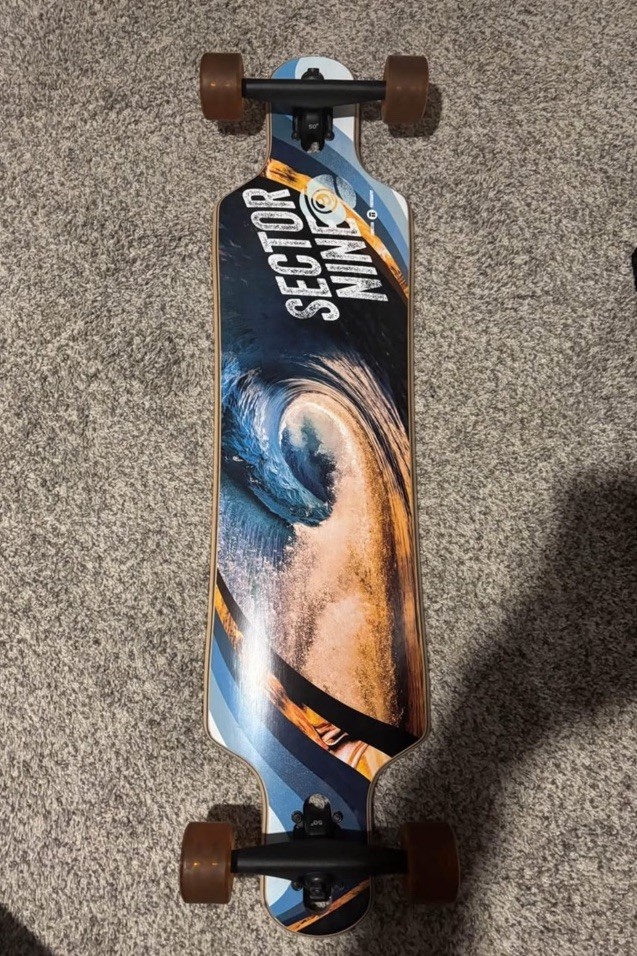 Sector Nine Drop Through Complete Longboard Wave Graphic Brown Wheels