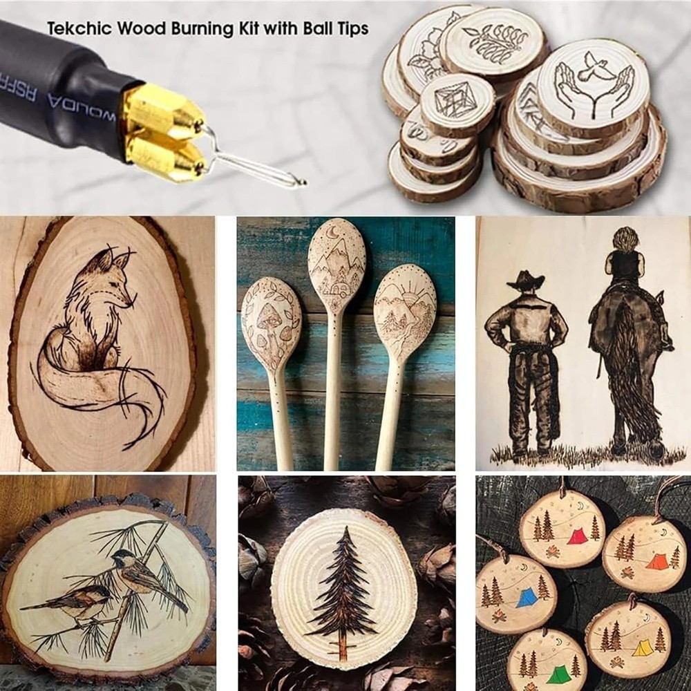 60W Wood Burning Kit Pro Pyrography Tool with 20 Tips, Adjustable Temperature