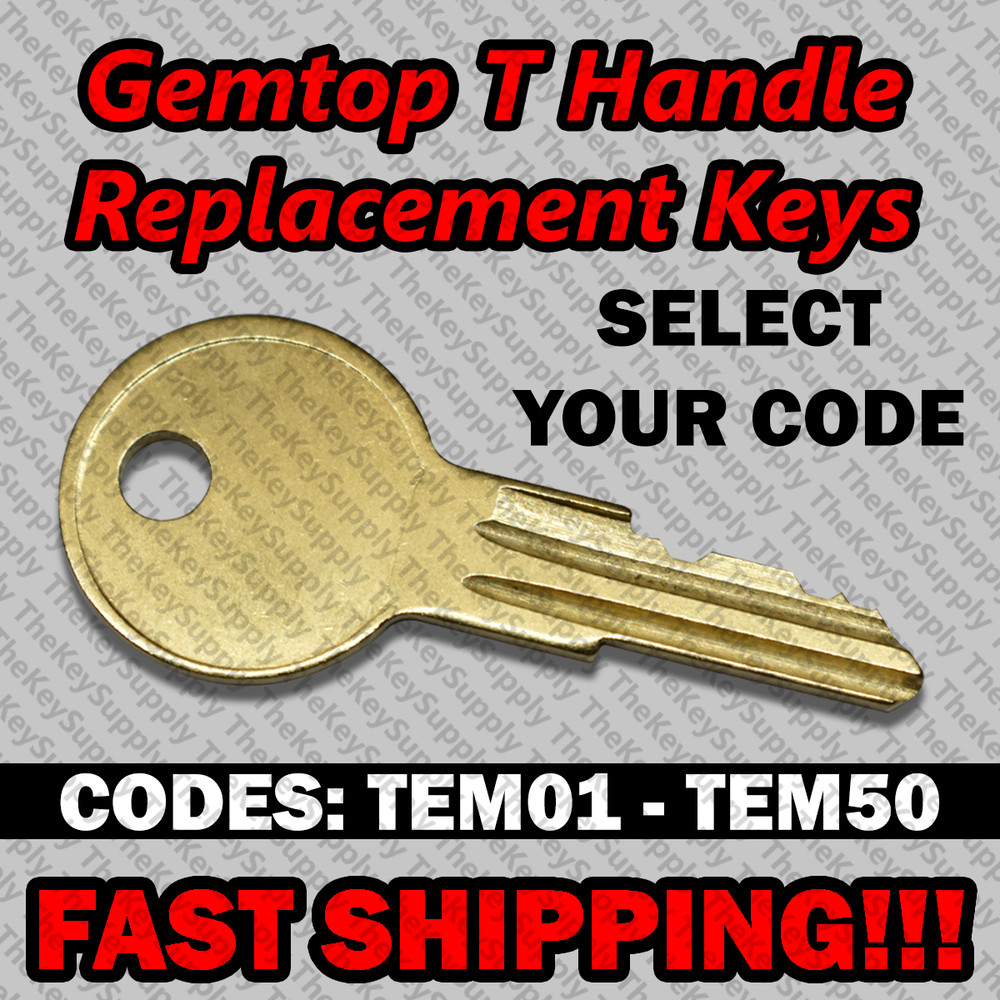 Gemtop T Handle Replacement Key Cut to Your Code TEM01 - TEM50