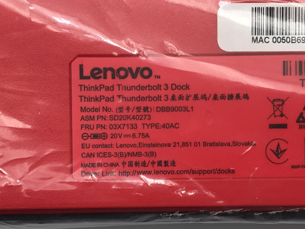 Lenovo Thinkpad Thunderbolt 3 Docking Station 40AC