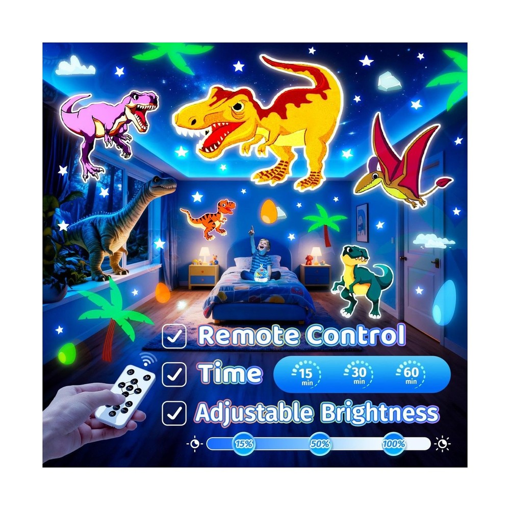 One Fire Dinosaur Night Light Projector, with 15 Films & Bluetooth ... Fast Ship