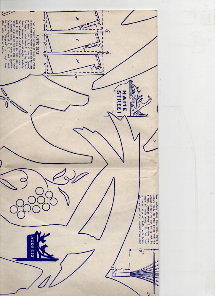 VTG 1950s DIY WOODWORKING HOBBYCRAFT BLUEPRINTS PATTERNS, 4 PAGES