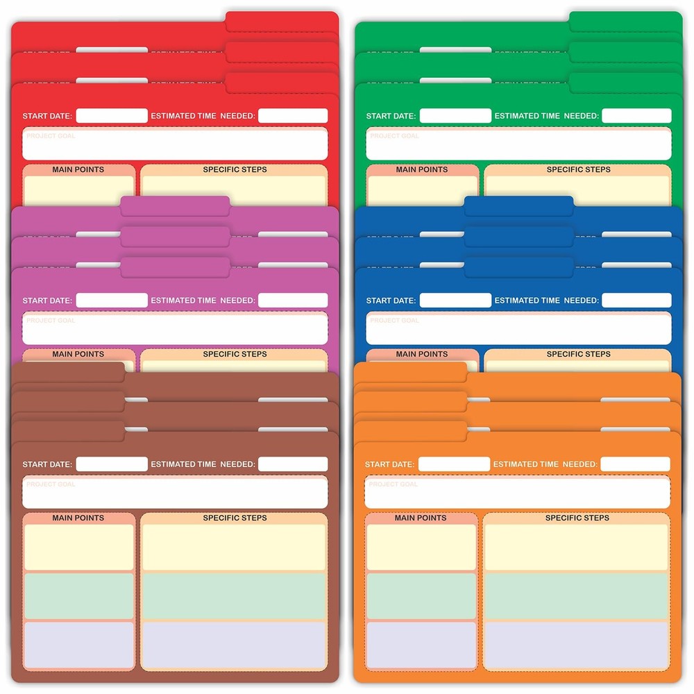 PARTH IMPEX 60 Pack Project File Folders, 1/3 Cut Tab with Assorted Positions