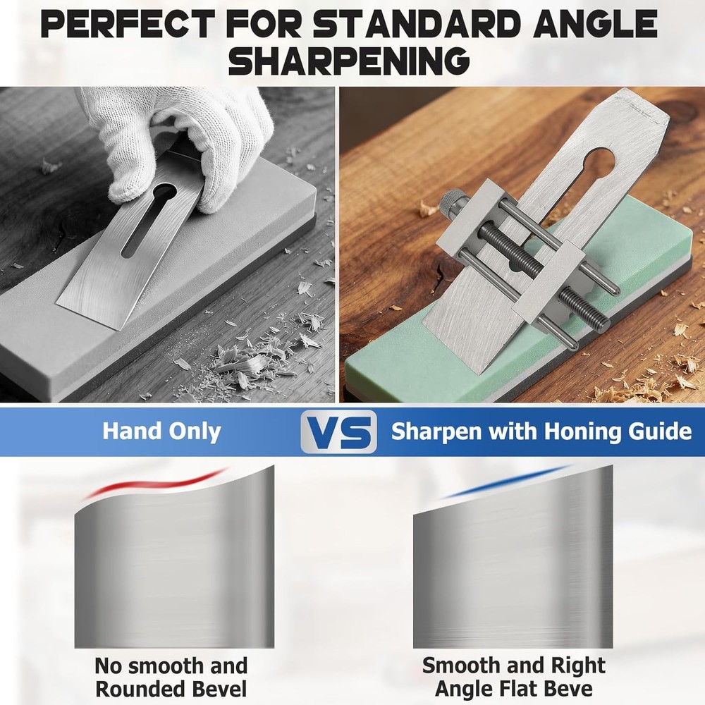 Chisel Sharpening Jig, Precise Honing Guide System with Adjustable Angle Gauge a