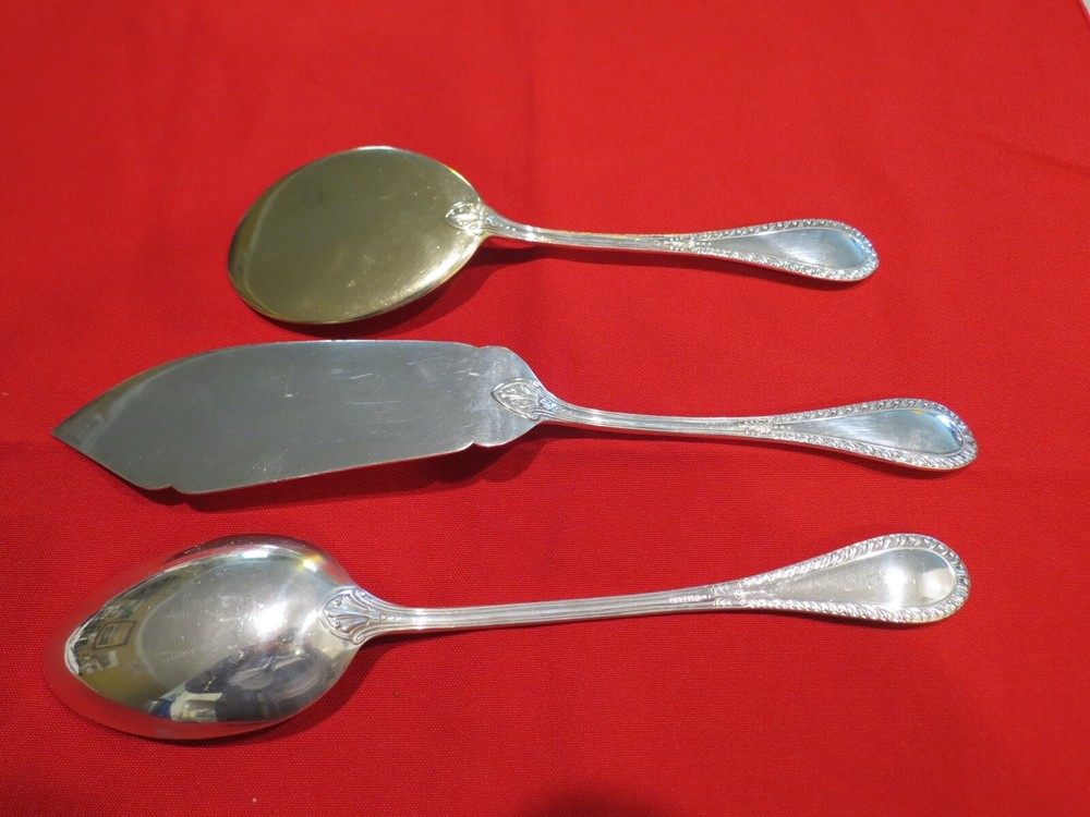 German Sterling Silver 800 fine Fish Knife Lg Serving Spoon Fried Egg Server