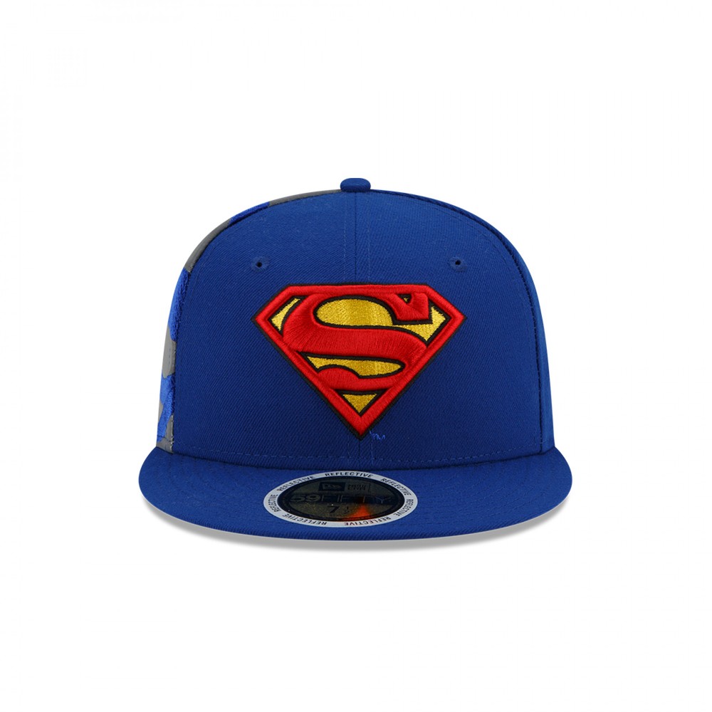 DC Comics Superman Side Panel Logo New Era 59Fifty Fitted Flat Bill Hat Multi-c