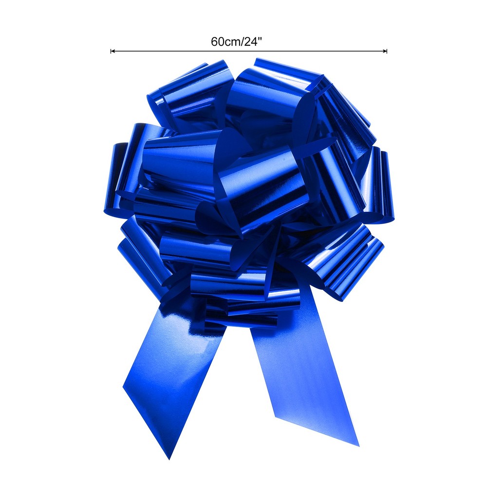 24 Inch Extra Giant Large Pull Bow Christmas Metallic Ribbon Blue