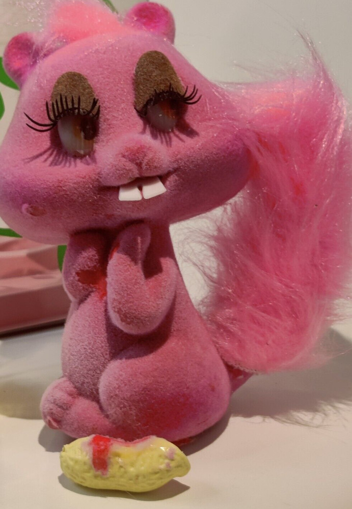 VTG NUTS ABOUT YOU! LUV SPELL COLOGNE CUTE FLOCKED LONG EYE LASHED SQUIRREL