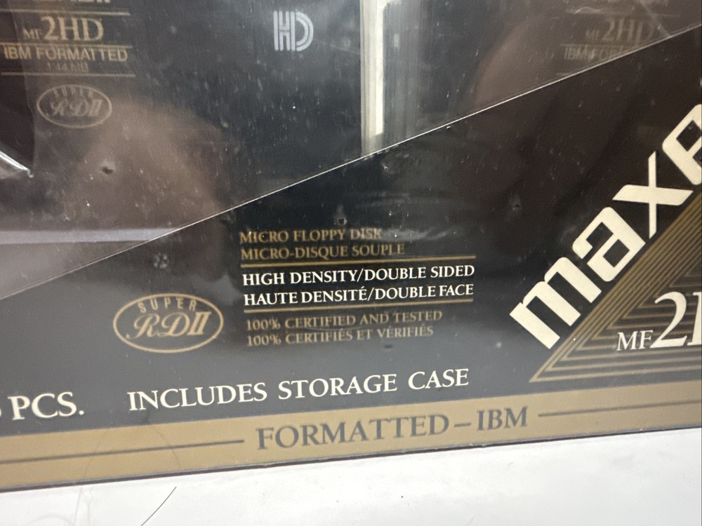 15 Pack Maxell High Density 3.5” Floppy Micro Disks Storage Case MF 2HD Sealed