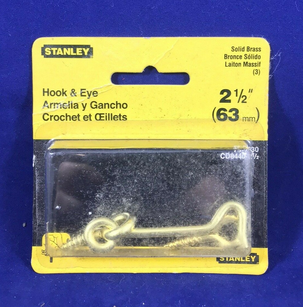 STANLEY Screen & Storm Hook and Eye 2-1/2" solid brass 75-0630