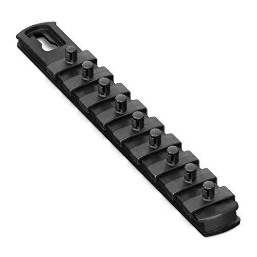 Ernst 8426M 8 Magnetic Socket Organizer with 9 Socket Clips - Black-1/4