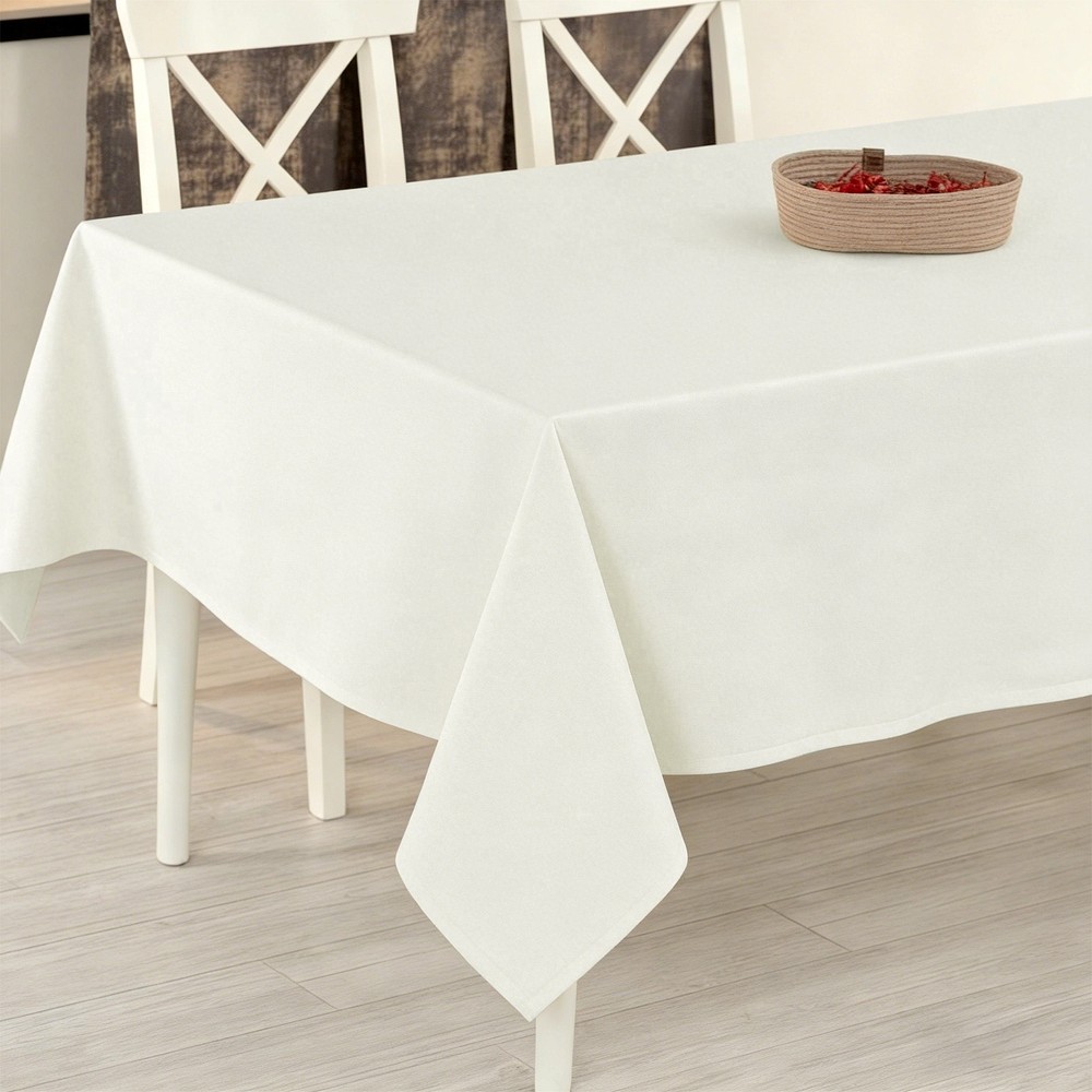 140x220cm Rectangle Tablecloth, Thickened Polyester Table Cloth Beige White