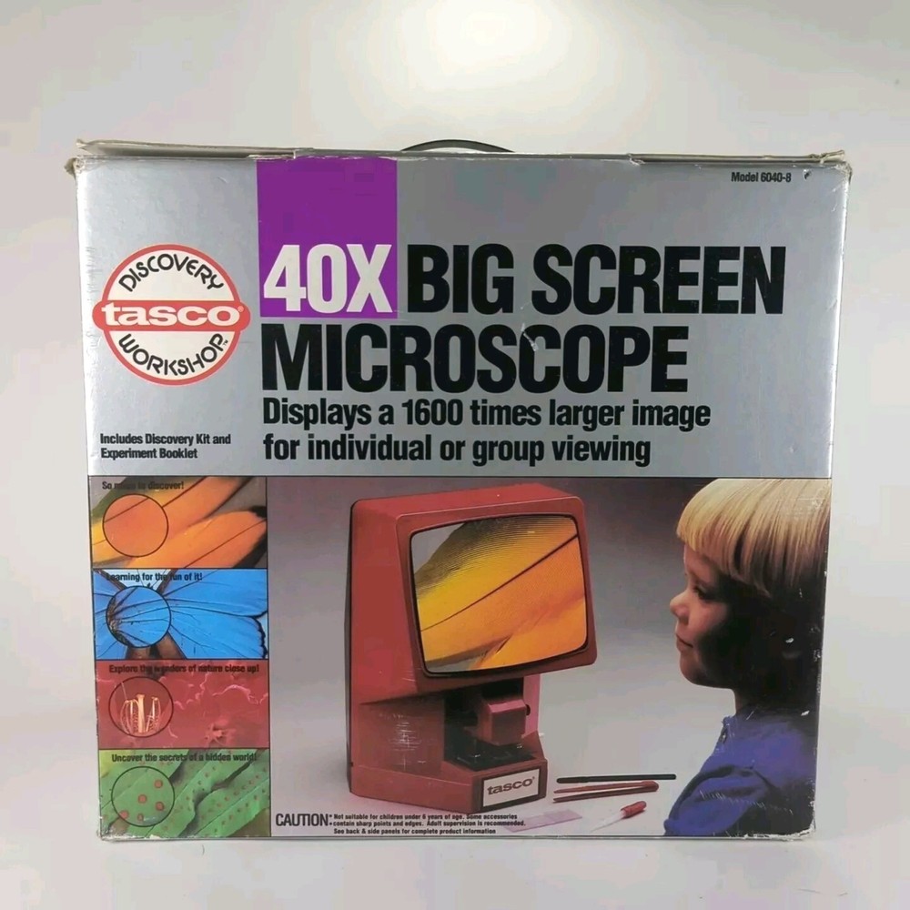 Tasco Big Screen Micro Microscope 40X Vintage Works 1992 New Open Box