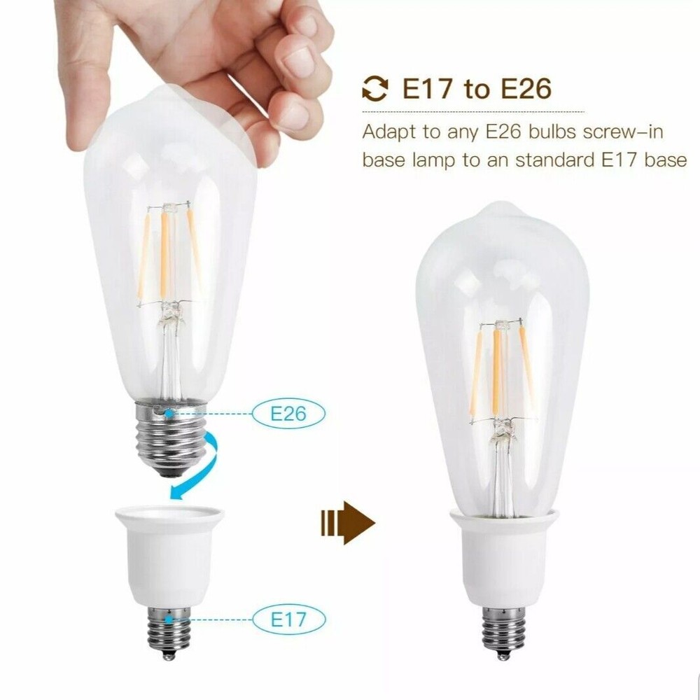 20X Intermediate base E17 to Standard Medium base E26/E27 Converter Adapter US