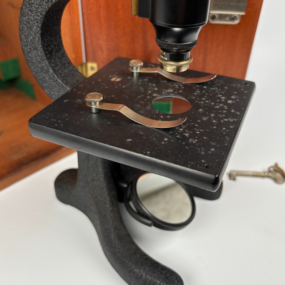 Beck Microscope Model 10 + Objective Lens & Wooden Case Antique