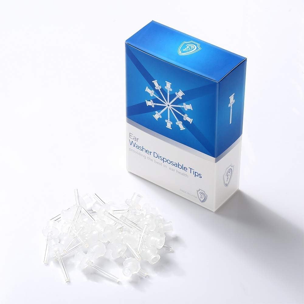60 Pack Disposable Tips for Ear Washer, Replacement Washer Tips-...