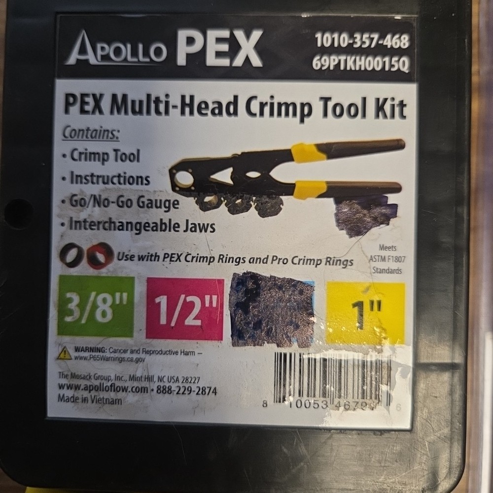 RIDGID Plastic Pipe Cutter PC-1375 + Apollo PEX Crimp Tool (Missing 3/4”lot