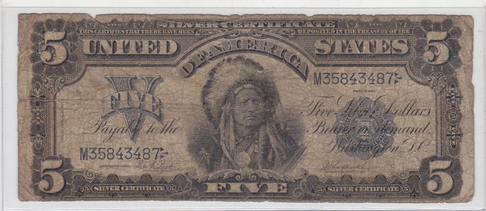 1899 $5 Indian Chief Silver Certificate Large Size Note