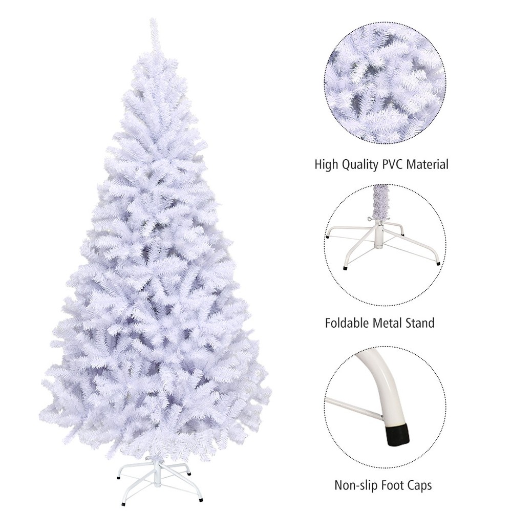 6Ft Hinged Artificial Christmas Tree Premium Pine Tree 1000 Tips w/ Metal Stand