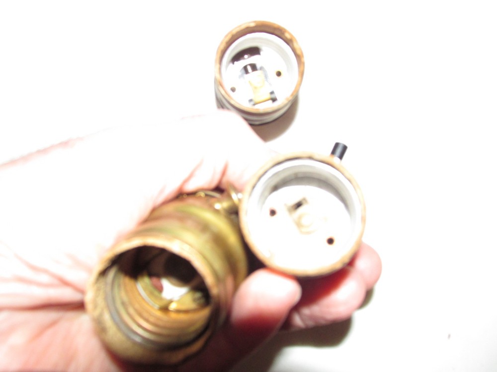 Lot of 3 Different Eagle Lamp Light Sockets Pull Chain Keyless and Push
