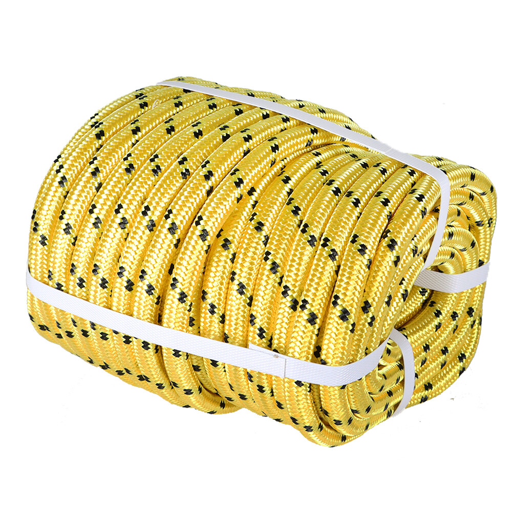 Bull Rope 1/2"×200' Double Braid Polyester Rope 6180Lbs Breaking Strength Yellow