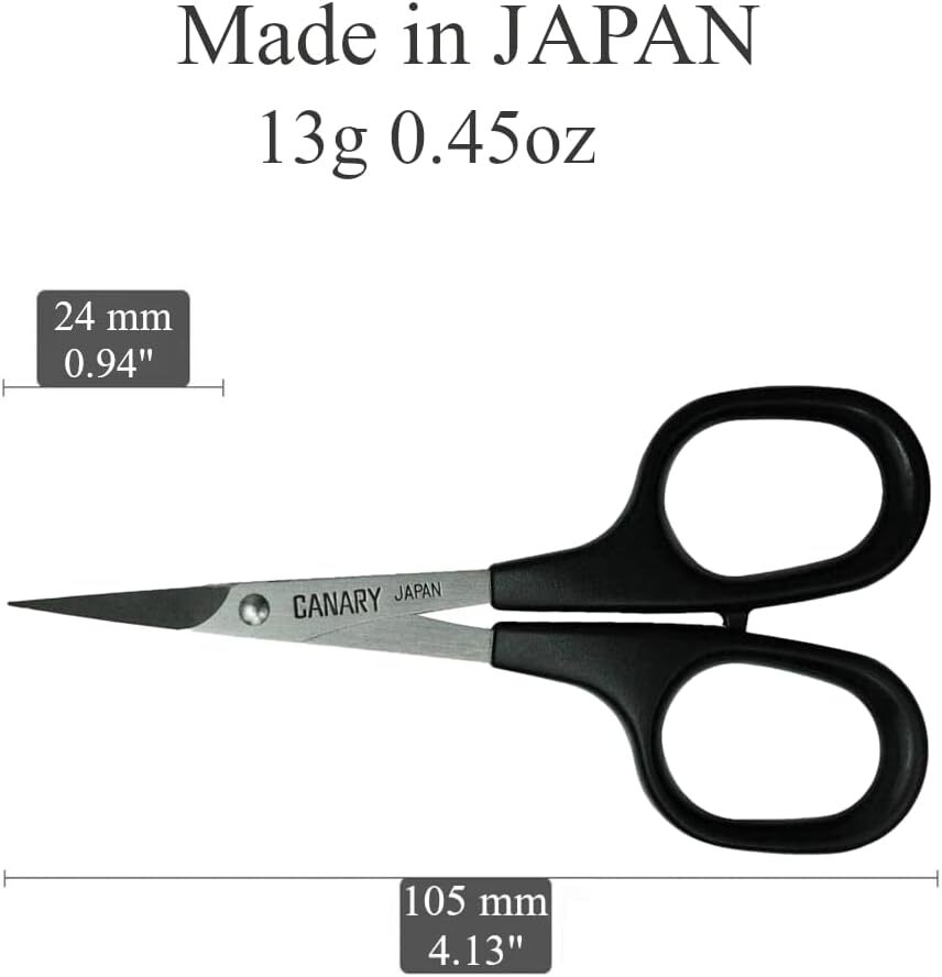 CANARY Japanese Mini Craft Scissors 4" [Extra (Extra Non-Stick), Black