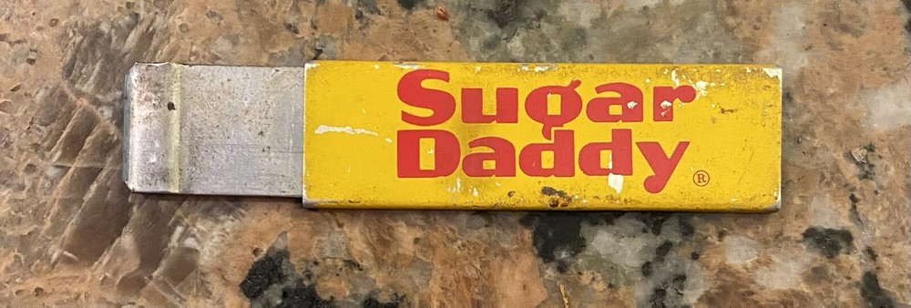 Scarce Vintage Sugar Daddy candy box cutter advertising