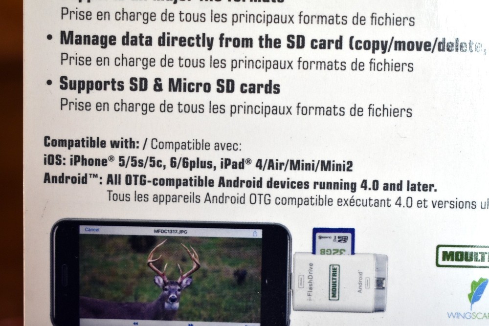 Moultrie Smartphone SD/Micro SD Card Reader (First Gen) Lightning Micro USB