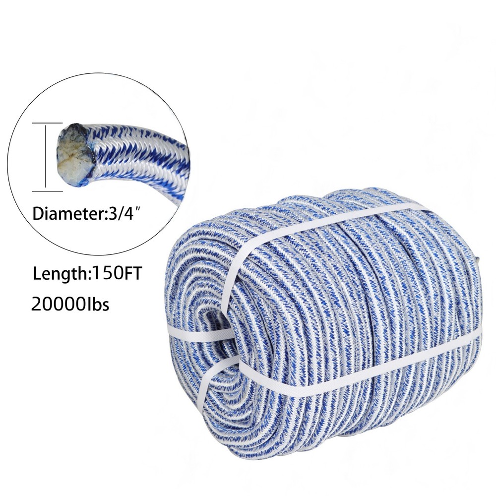 3/4" × 150' 20000Lbs 24 Strand Braid Polyester Rope Arborist Tree  Rope