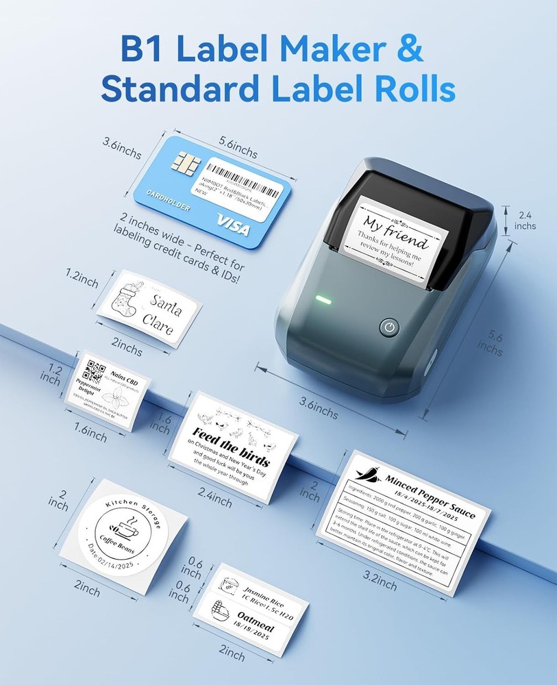 B1 Label Maker Machine, Thermal Label Printer Easy to Use for Office, Home, B...