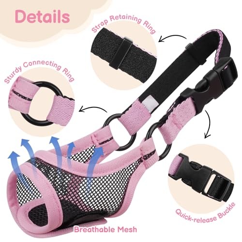 Mesh Dog Muzzle for Short Snout Small Dogs, Adjustable Muzzle for Chihuahua