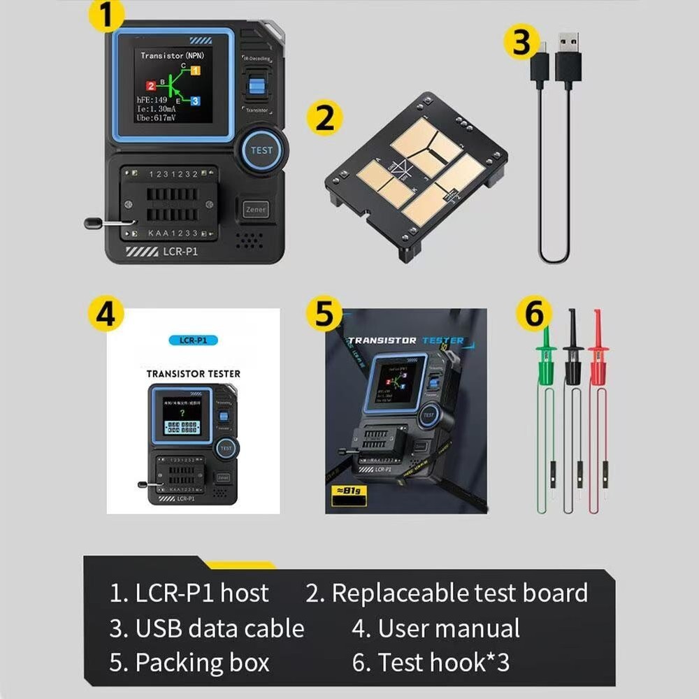 FNIRSI LCR-P1 Transistor Tester Multifunction Diode Triode Capacitance LCR Meter
