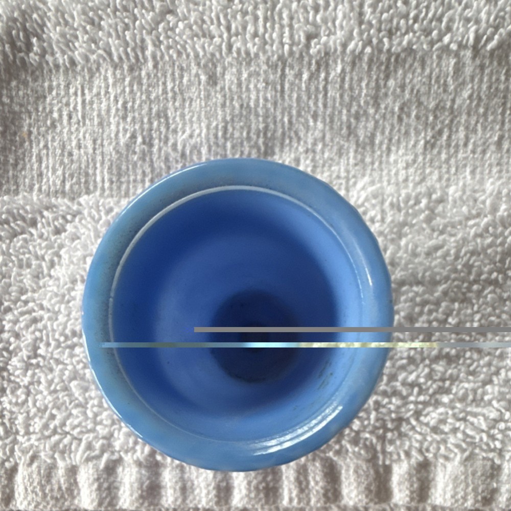 Blue Glass Planter Round Solid Color Glossy Finish