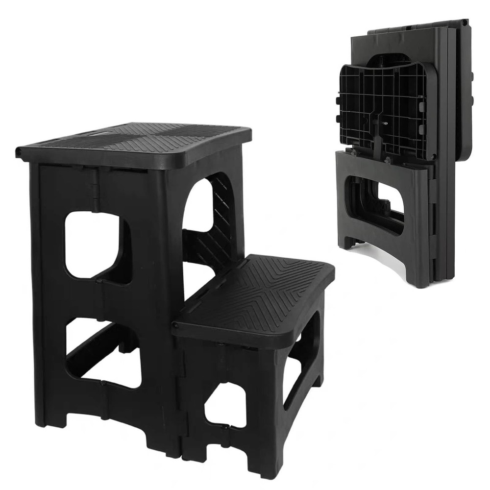 2-Step Folding Stool, Non-Slip Folding Step Stool Plastic Steps Ladder, Porta...