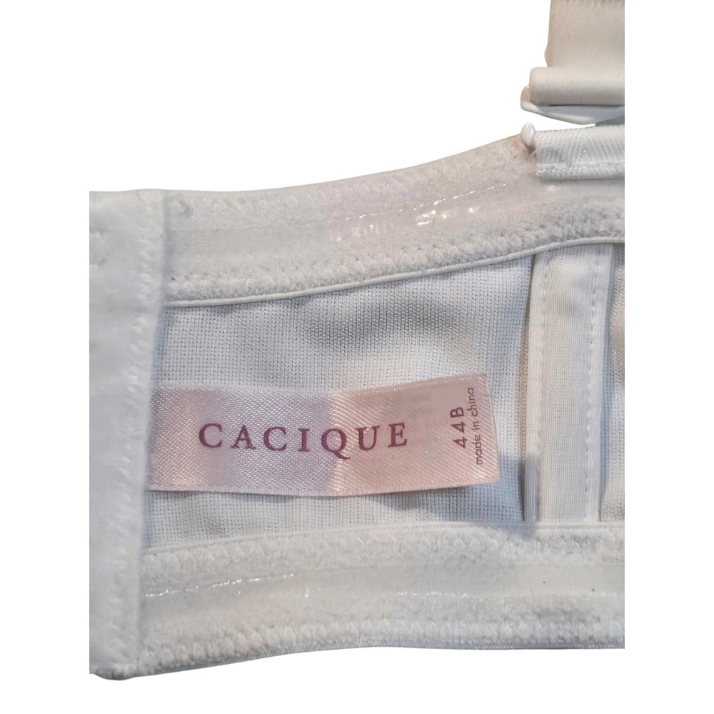 Cacique White Strapless Bra 44B Underwire Full Coverage Support