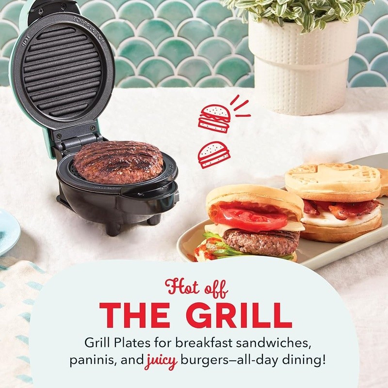 Nonstick Removable Grill Plates Mini Maker Two Cooking Plates Dishwasher Safe US