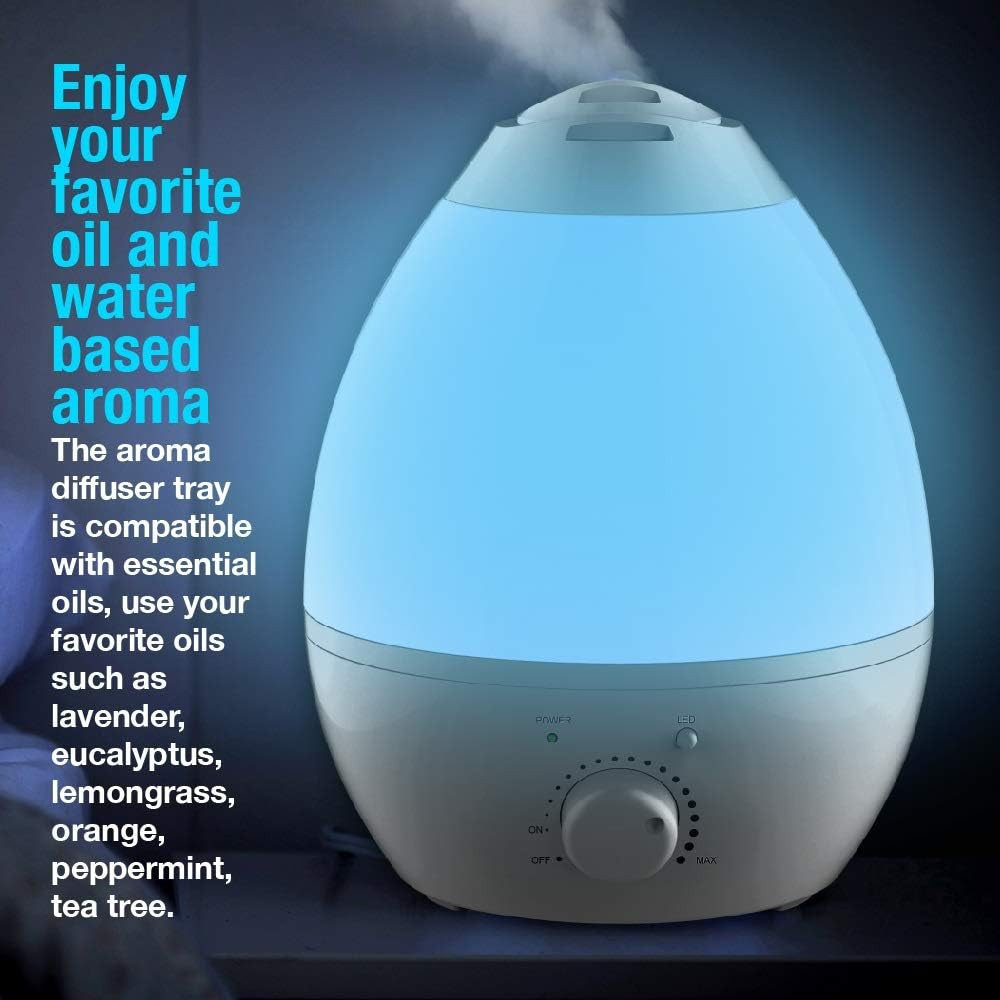 7 Led Color Changing Humidifer with Aroma Diffuser, 3.8 Lb