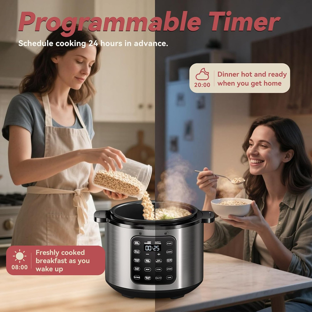 Electric Pressure Cooker 6 Qt, 9 Functions Programmable Instant Pot with IMD Tou