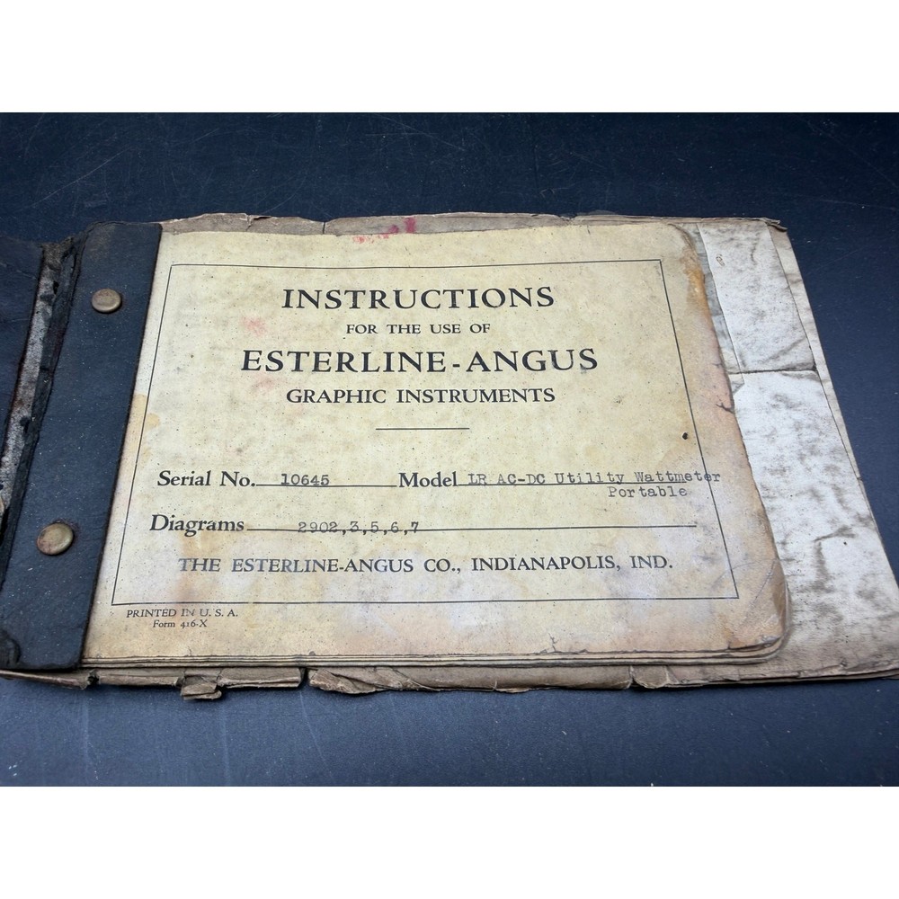 Esterline Angus Graphic Instruments Instruction Manual 1923