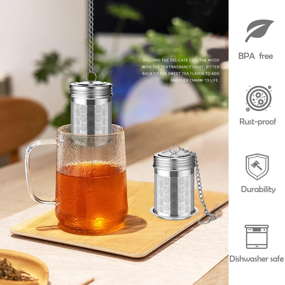 2 Pack Stainless Steel Tea Infusers, Extra Fine Mesh Strainers with Drip Trays