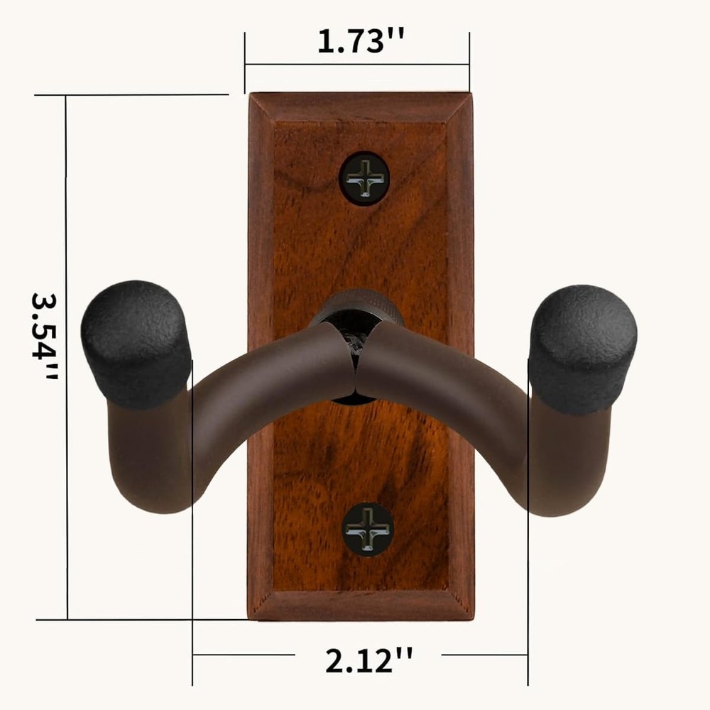 Guitar Wall Mount 2 Pack, Black Walnut Wood Hanger, walnut