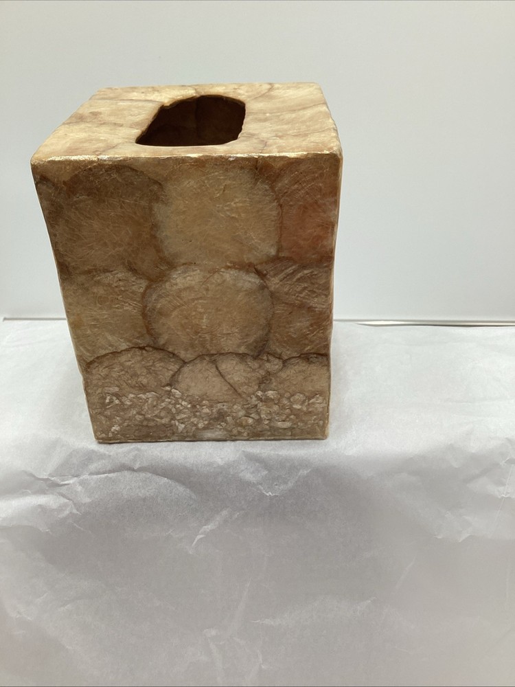 Capriz Shell Square Tissue Box Cover Champagnes / Gold Toned